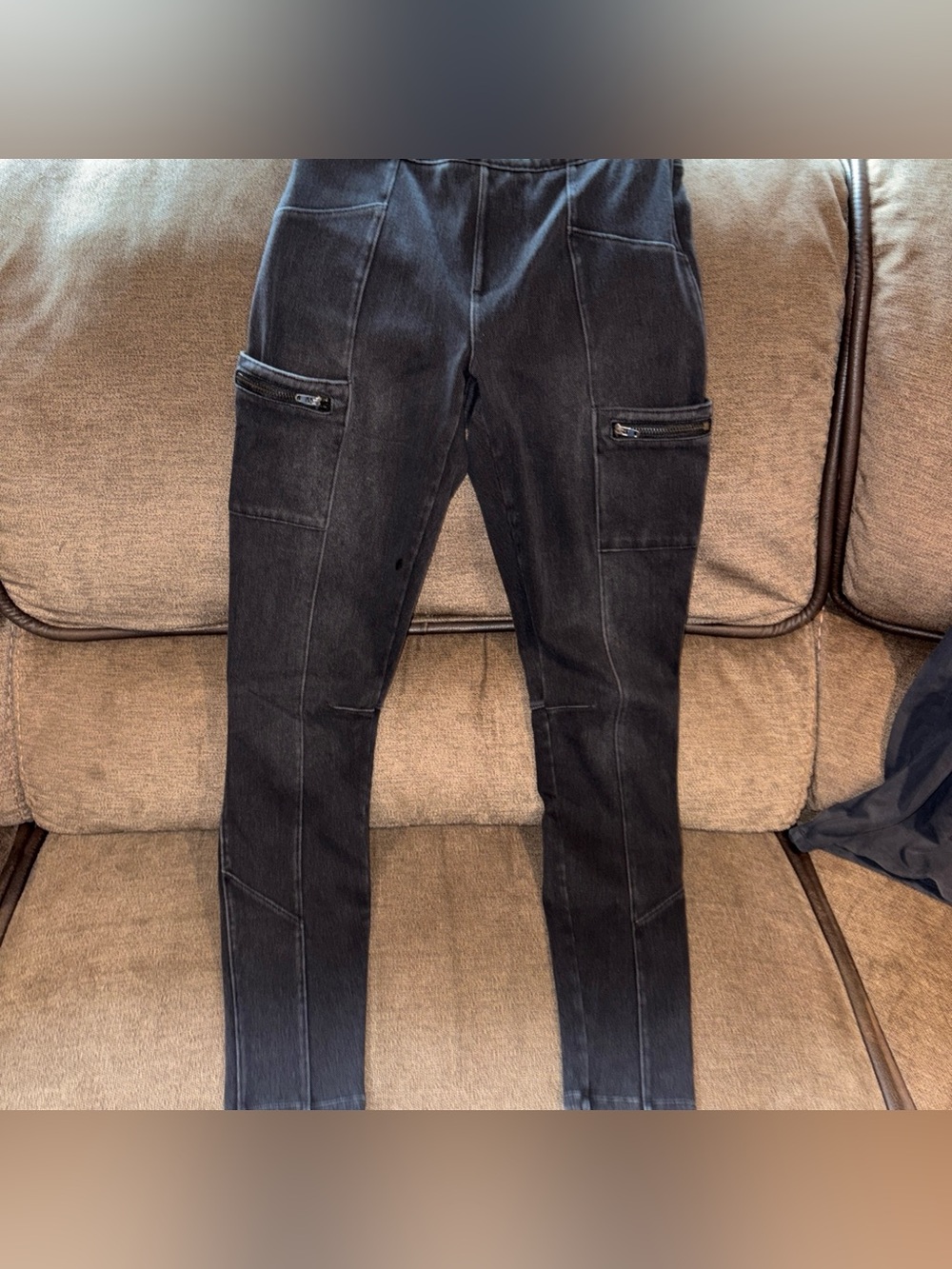 Spanx Cargo Legging Jeans Women Size XS Black Skinny Pull On Stretch